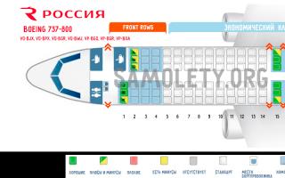 Схема салона Boeing 737-800 «Россия»