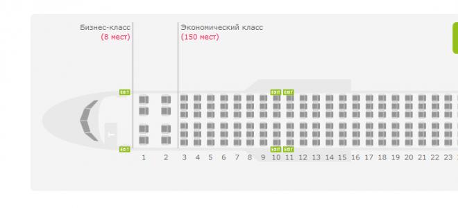 Лучшие места в самолетах Airbus A320-100/200 авиакомпании S7 Airlines