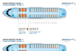 Interior diagram of Sukhoi Superjet 100-95B Aeroflot